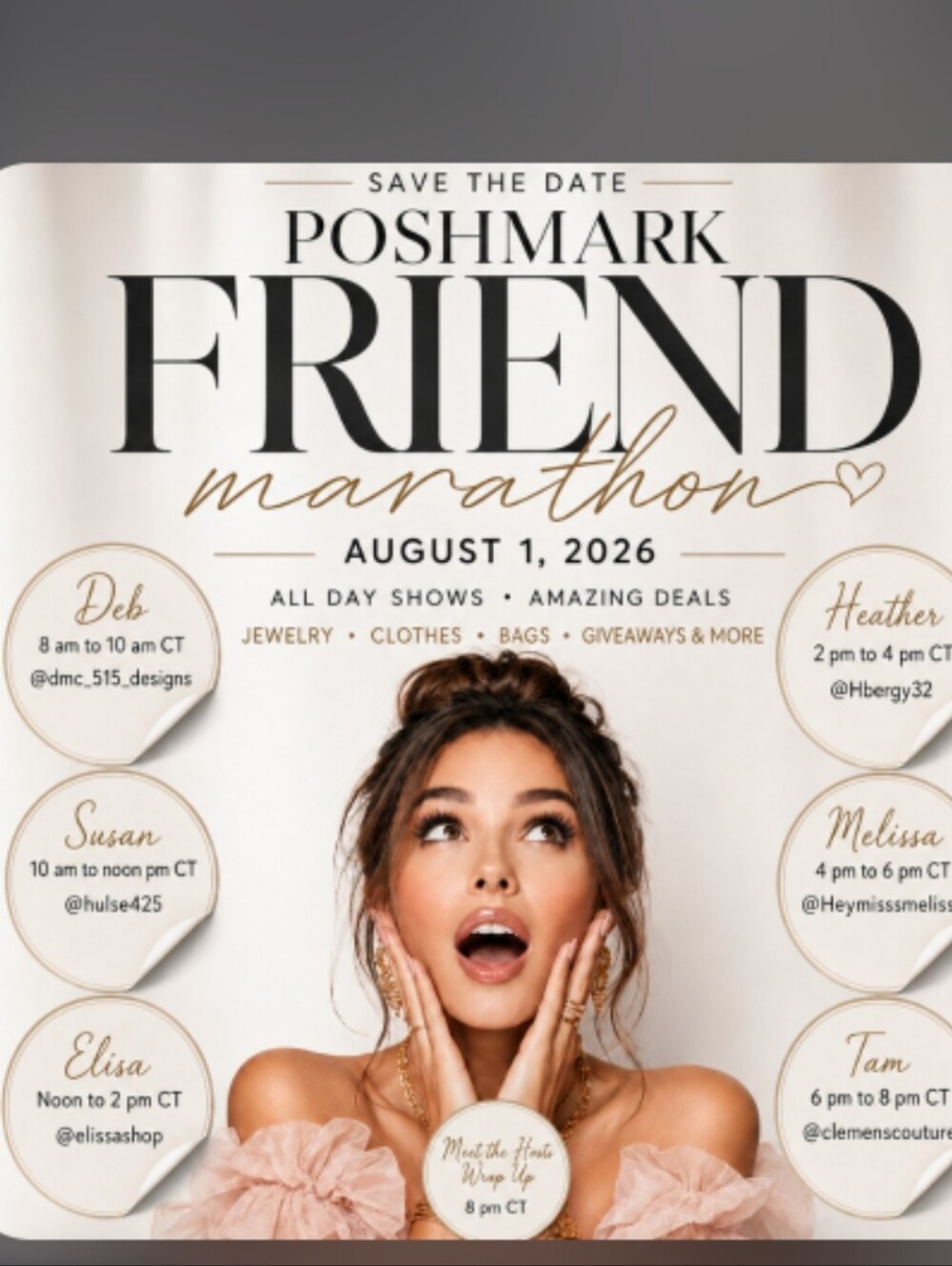 Poshmark Friend Marathon Event       SAVE THE DATE 🤩